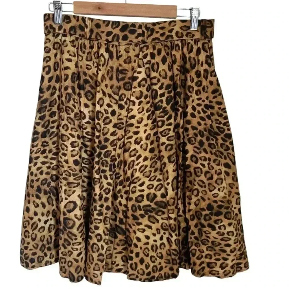 🖤 Jones New York Leopard Print A-Line Midi Skirt Size 10P | Belted Animal Print - Picture 6 of 7